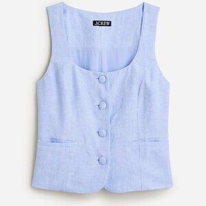 NWT J.Crew scoopneck linen-blend vest (French Blue)